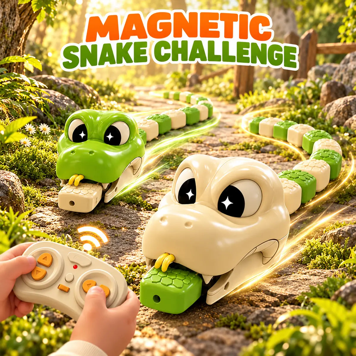 Jouet Serpent Magnétique Télécommandé – Jeu de Course Interactif avec 8 Haricots Énergétiques