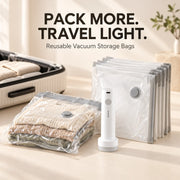 Reusable Travel Vacuum Storage Bags with Manual or Cordless Electric Pump