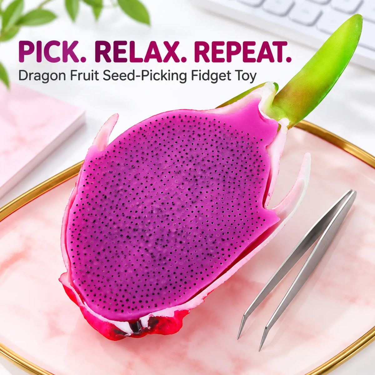 Realistic Dragon Fruit Seed-Picking Fidget Toy with Tweezers