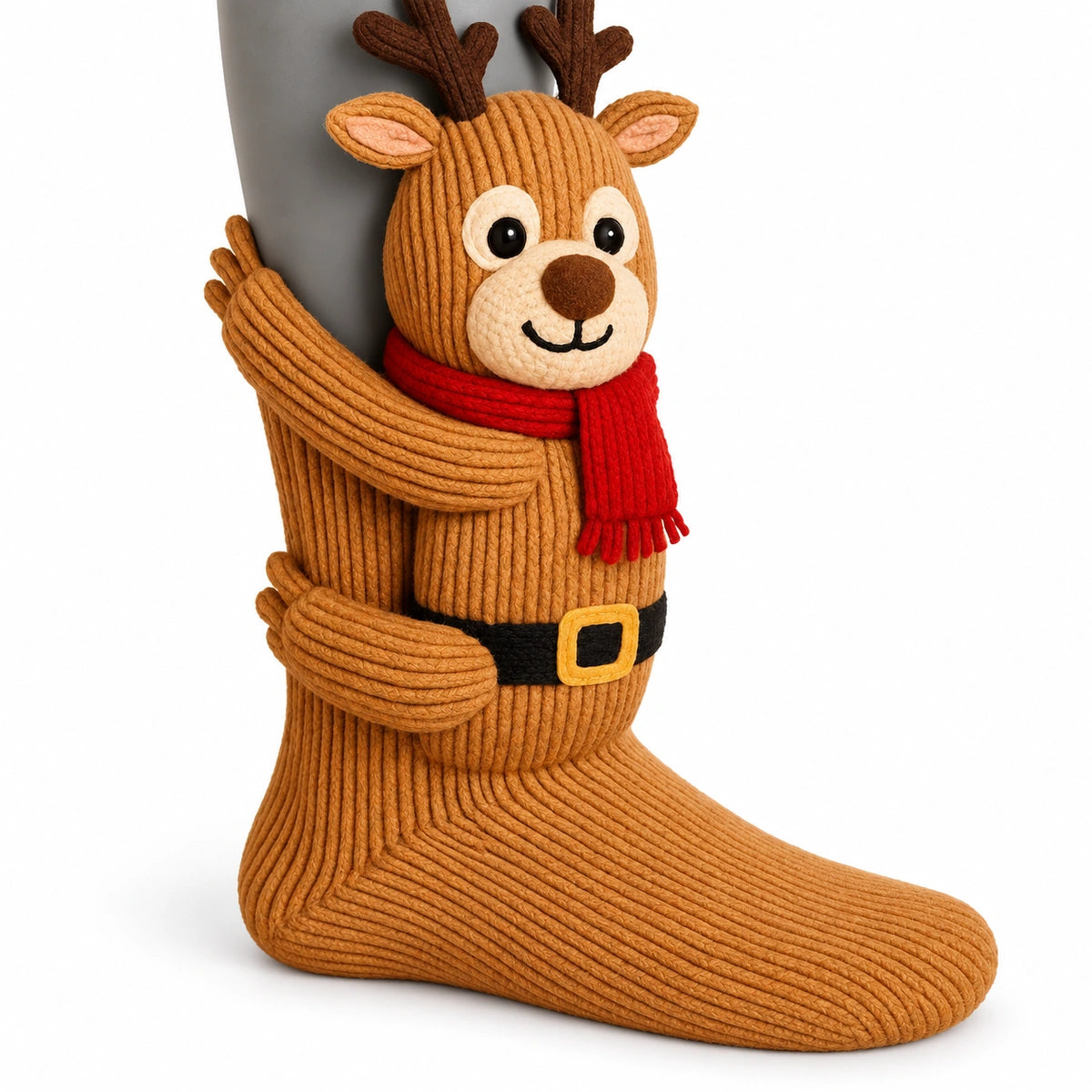 3D Animal Hugger Knitted Slipper Socks – Cozy Holiday Leg Warmers