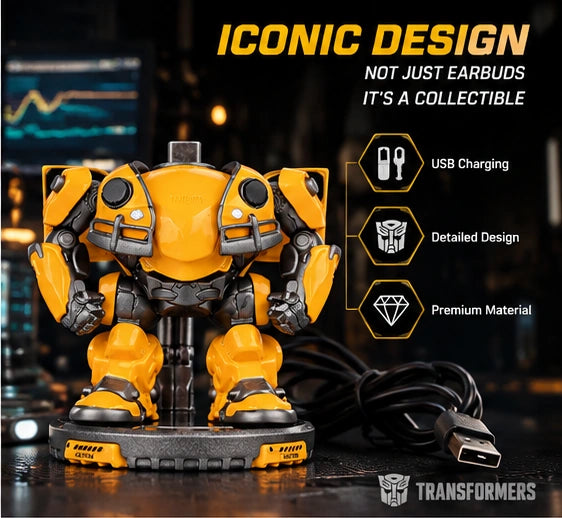 Bumblebee-Inspired True Wireless Earbuds with Display Charging Stand
