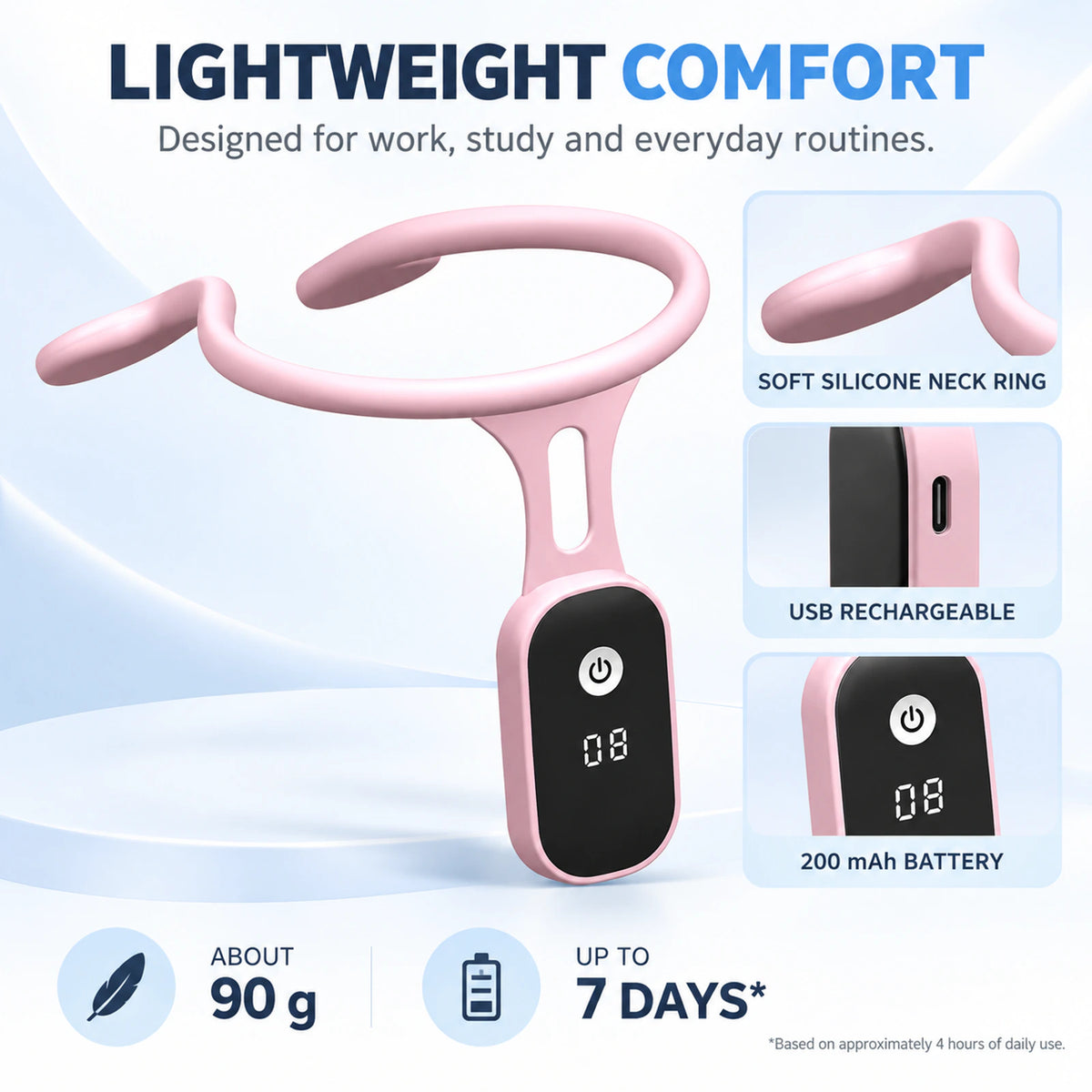 Smart Posture Reminder with LCD Display – Wearable Vibration Alert Neck Trainer