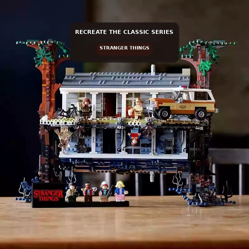 Ensemble de blocs de construction inspiré de Stranger Things La maison à l'envers, modèle d'exposition de 2529 pièces avec figurines et véhicule