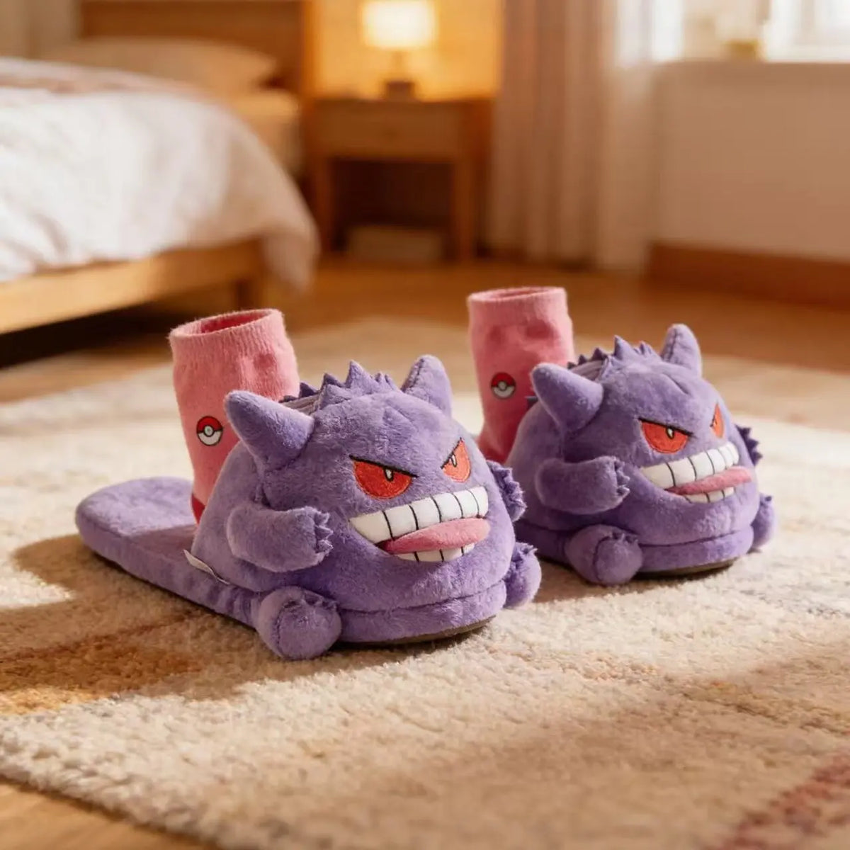 Mischievous Ghost Plush Slippers – Cozy Funny Monster House Shoes