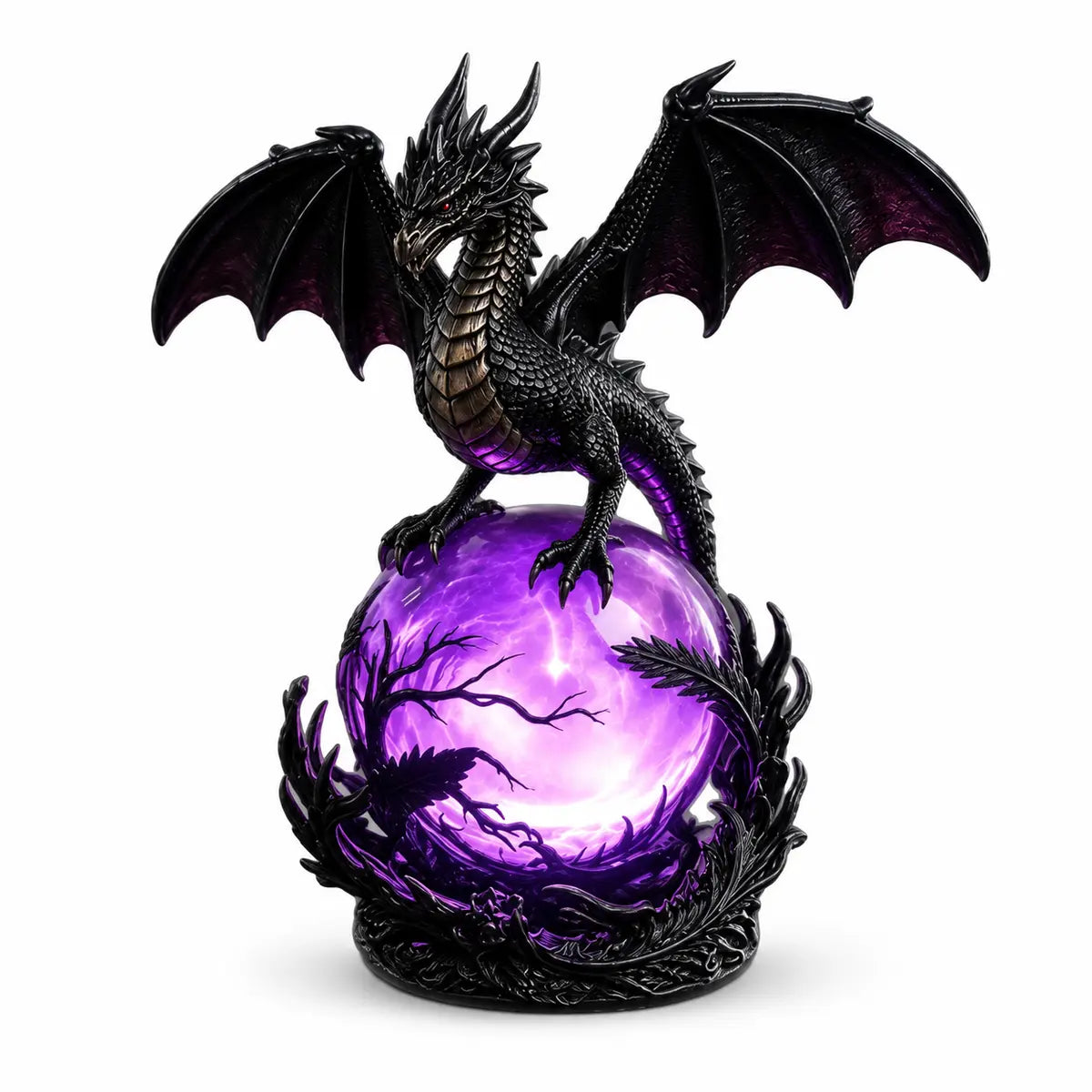Gothic Dragon LED Crystal Ball Lamp – Mystical Resin Fantasy Décor