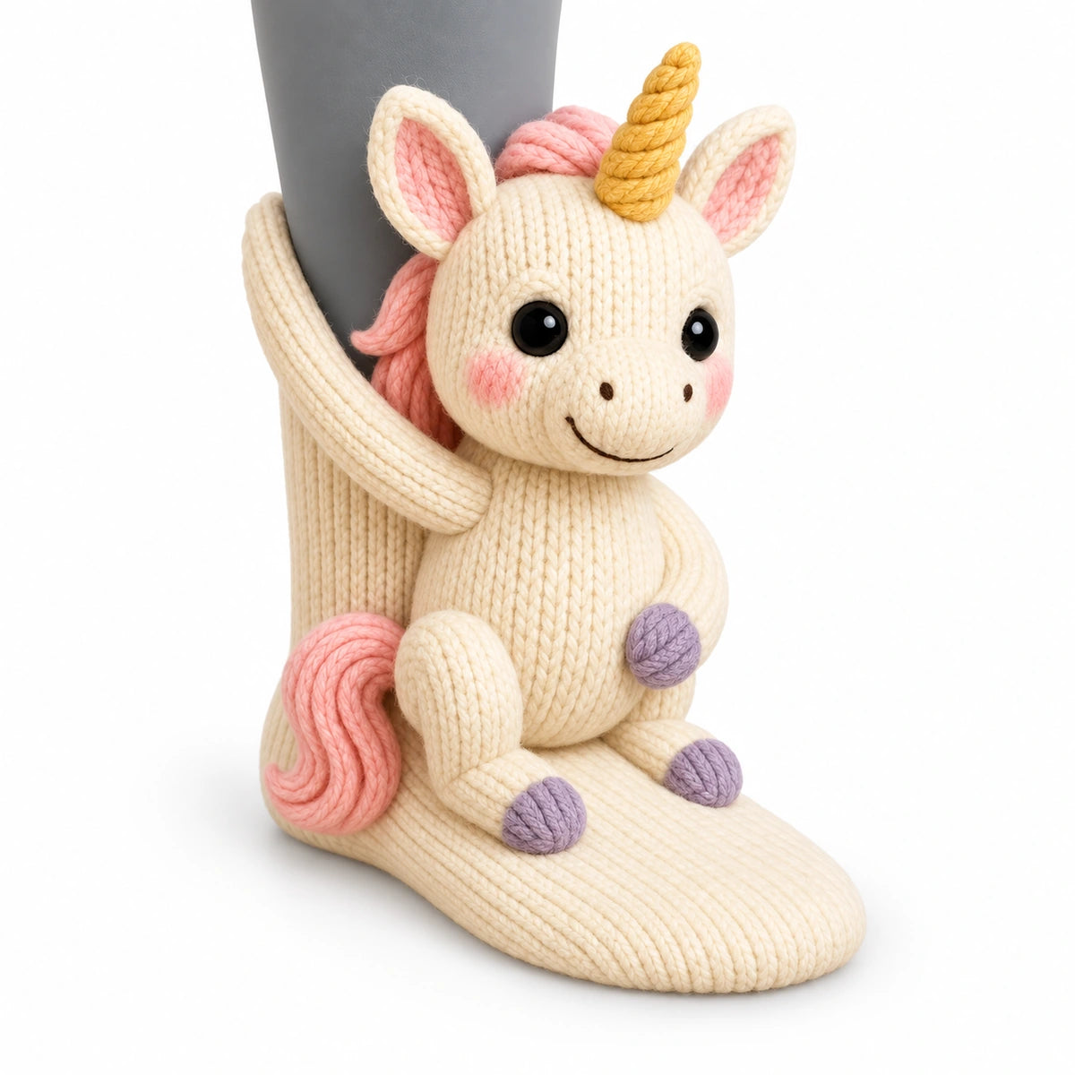 3D Animal Hugger Knitted Slipper Socks – Cozy Holiday Leg Warmers