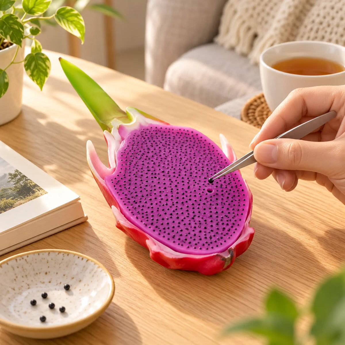 Realistic Dragon Fruit Seed-Picking Fidget Toy with Tweezers