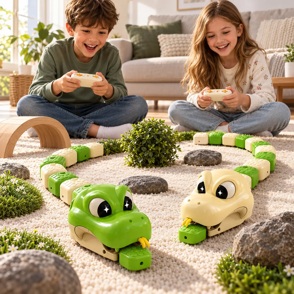Jouet Serpent Magnétique Télécommandé – Jeu de Course Interactif avec 8 Haricots Énergétiques