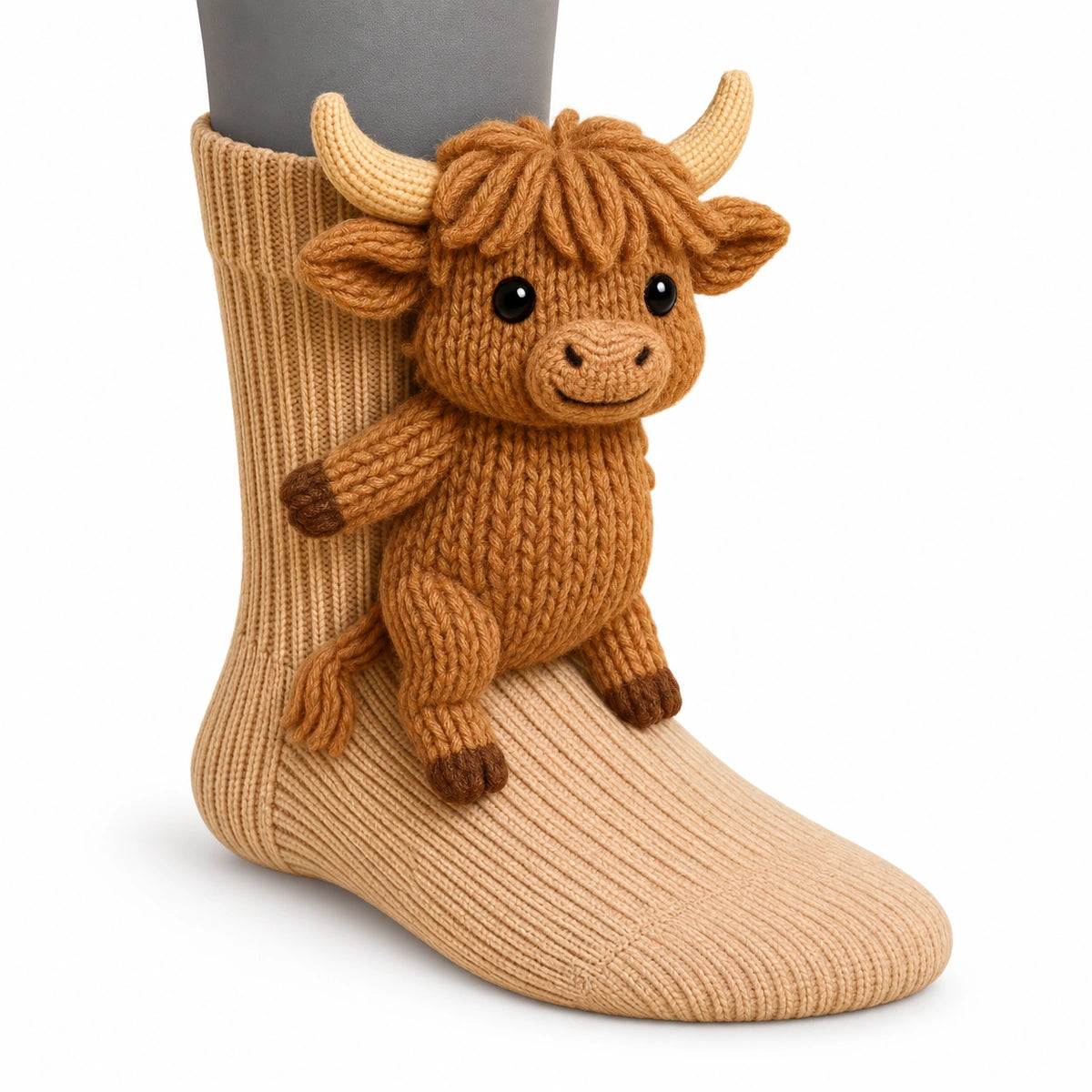 3D Animal Hugger Knitted Slipper Socks – Cozy Holiday Leg Warmers