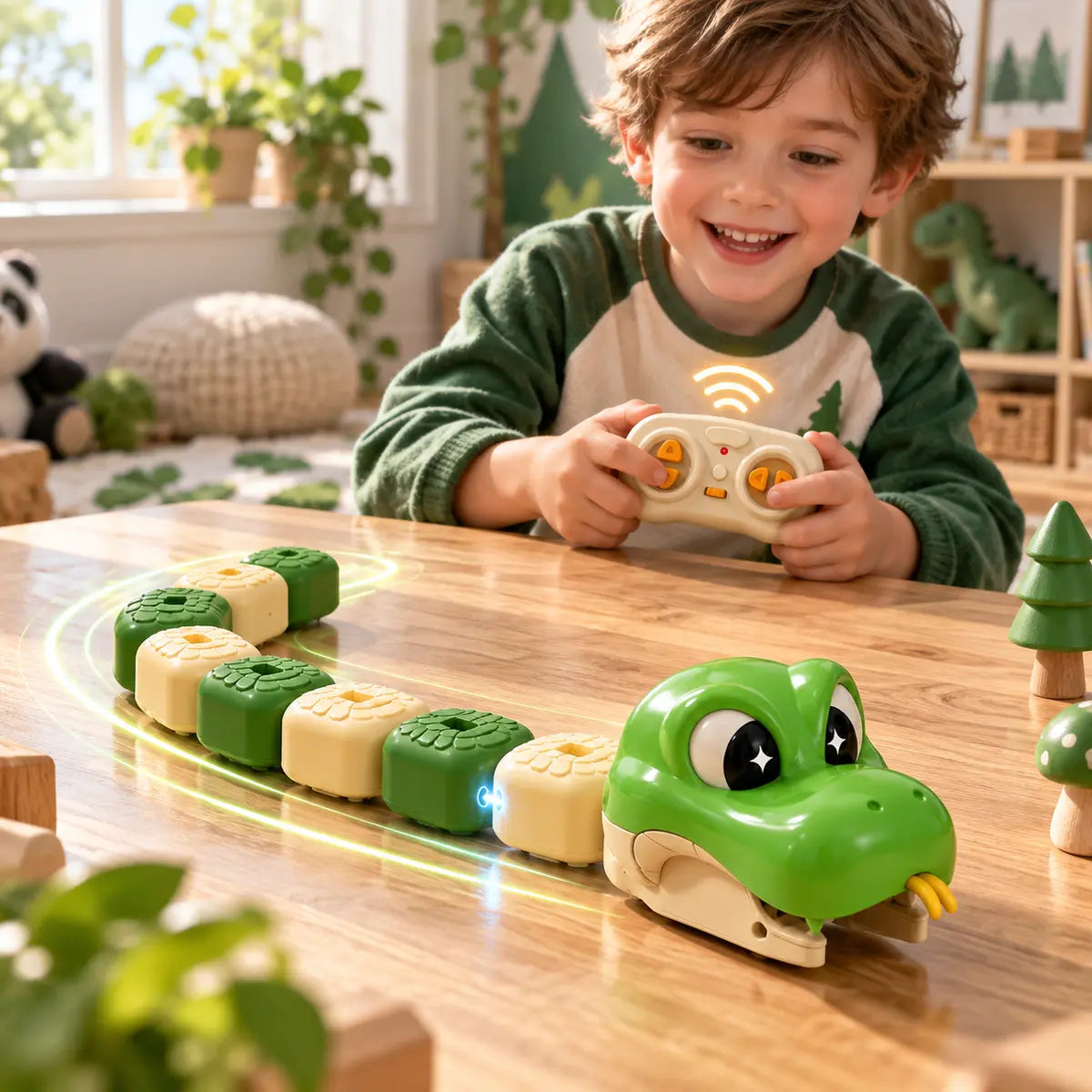 Jouet Serpent Magnétique Télécommandé – Jeu de Course Interactif avec 8 Haricots Énergétiques