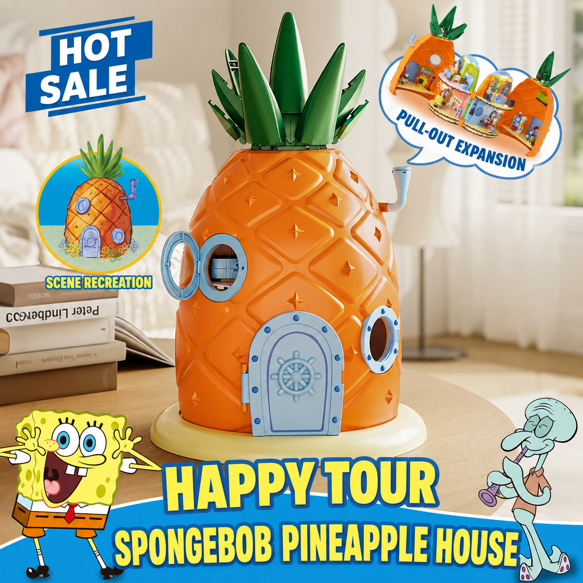 SpongeBob Pineapple House Building Set with Lights, Pull-Out Design and Character Figures