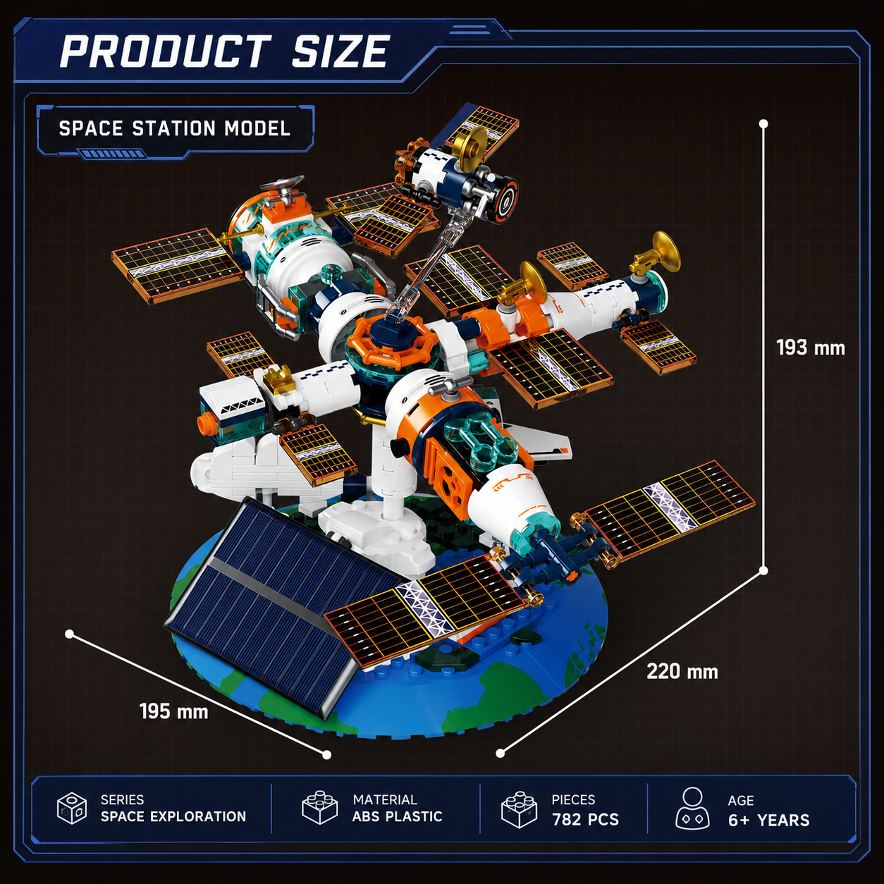 Dawn Solar Space Station Building Set – 782-Piece Orbital Exploration Model