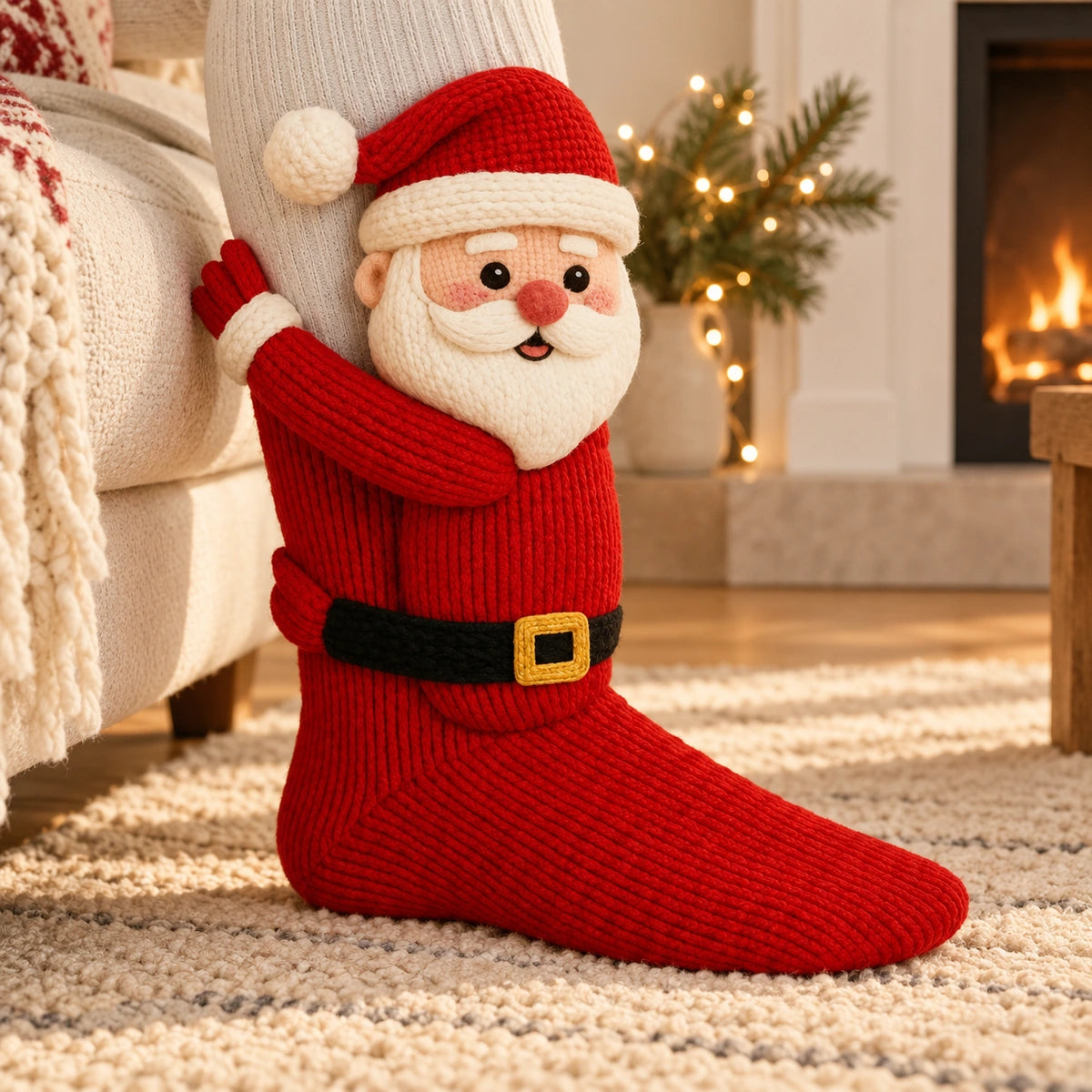 3D Animal Hugger Knitted Slipper Socks – Cozy Holiday Leg Warmers