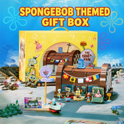 SpongeBob Krusty Krab Building Set with Lights, Pull-Out Structure and 6 Character Figures
