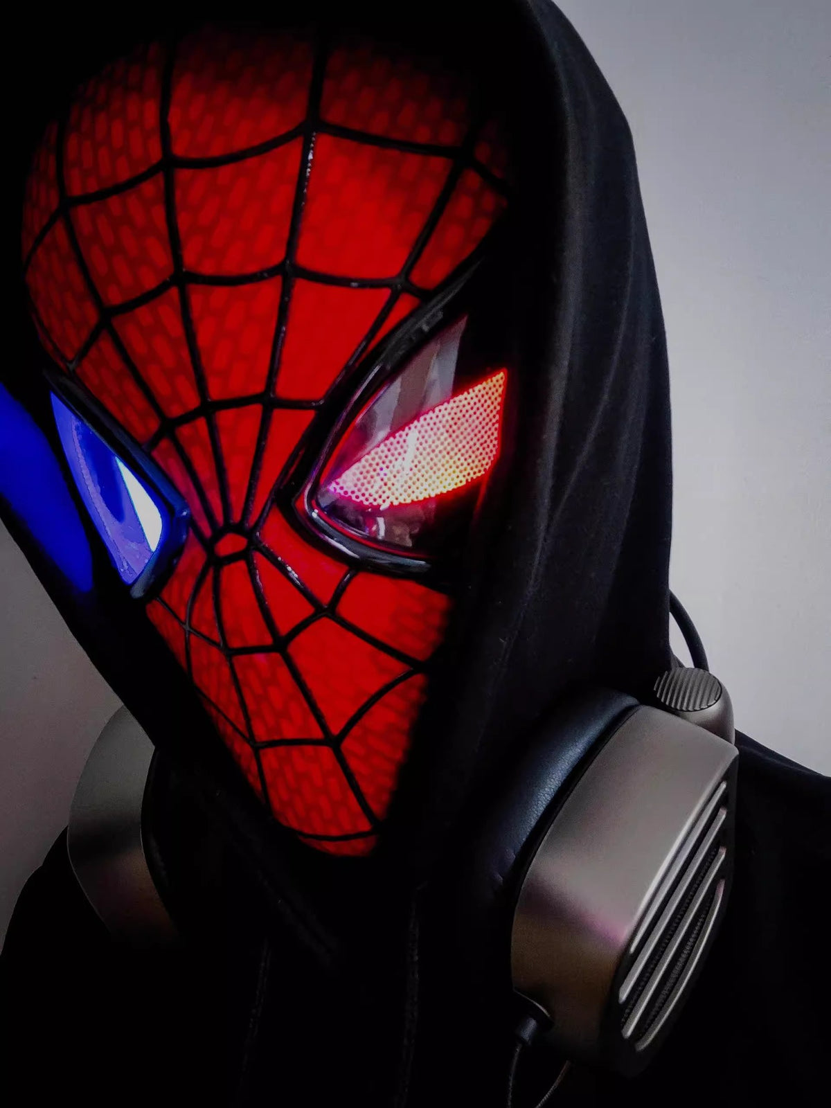 Animated Light-Up Superhero Mask with Ring Remote-Controlled Moving Eyes