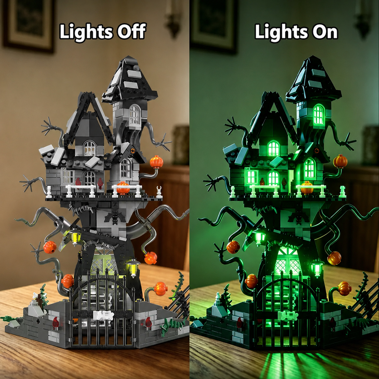 Light-Up Halloween Haunted House Building Block Set