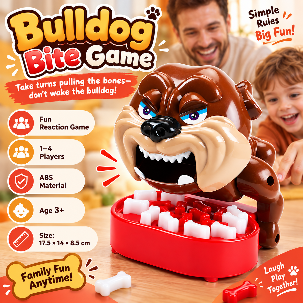 Bulldog Bite Surprise Game – Family Party Reaction Toy