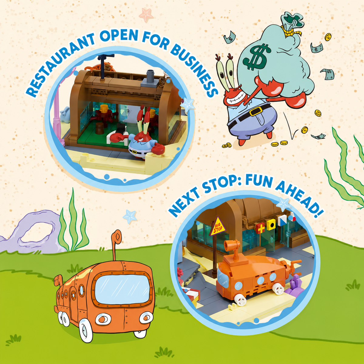 SpongeBob Bikini Bottom Display Case Building Set with Lights and Character Figures
