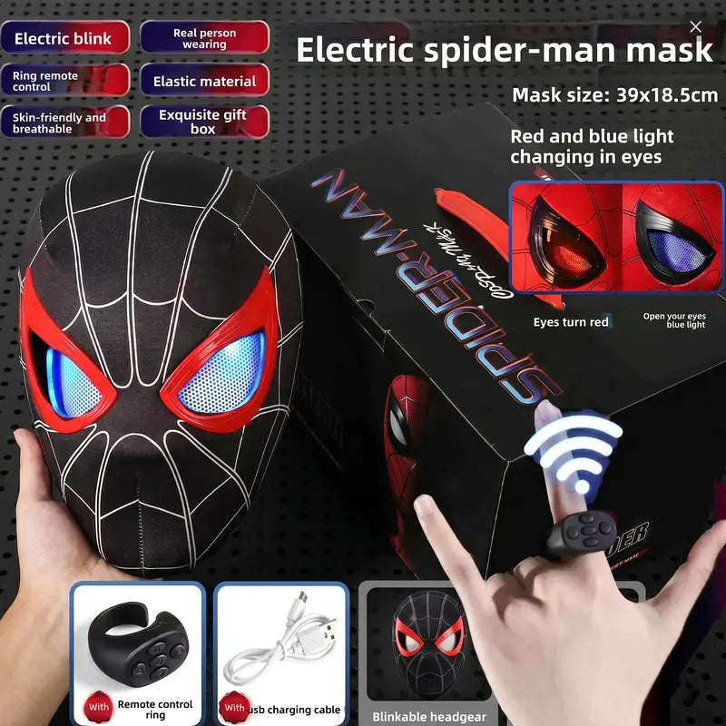 Animated Light-Up Superhero Mask with Ring Remote-Controlled Moving Eyes