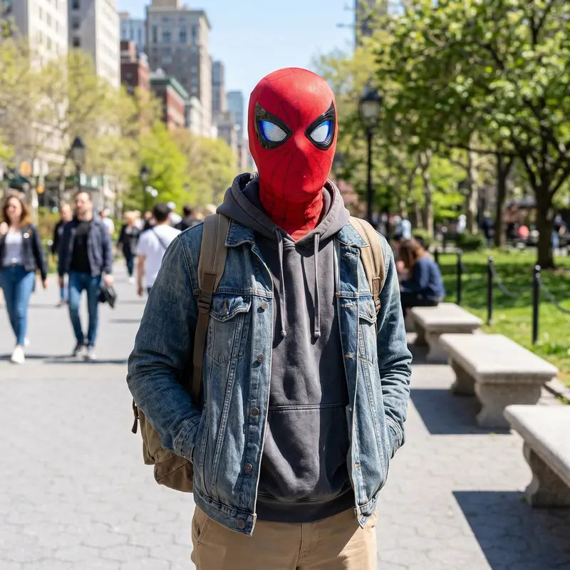 Animated Light-Up Superhero Mask with Ring Remote-Controlled Moving Eyes