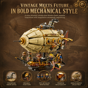 Steampunk Airship Building Block Set – Mechanical Fantasy Aircraft Model with 5 Adventure Characters