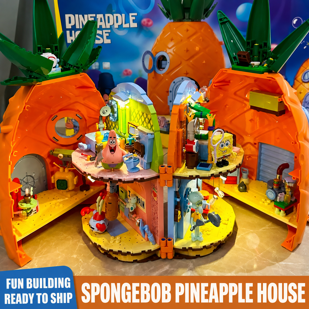 SpongeBob Pineapple House Building Set with Lights, Pull-Out Design and Character Figures