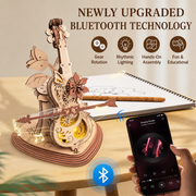 Vintage Bluetooth Violin Music Box with LED Lights and Moving Gears