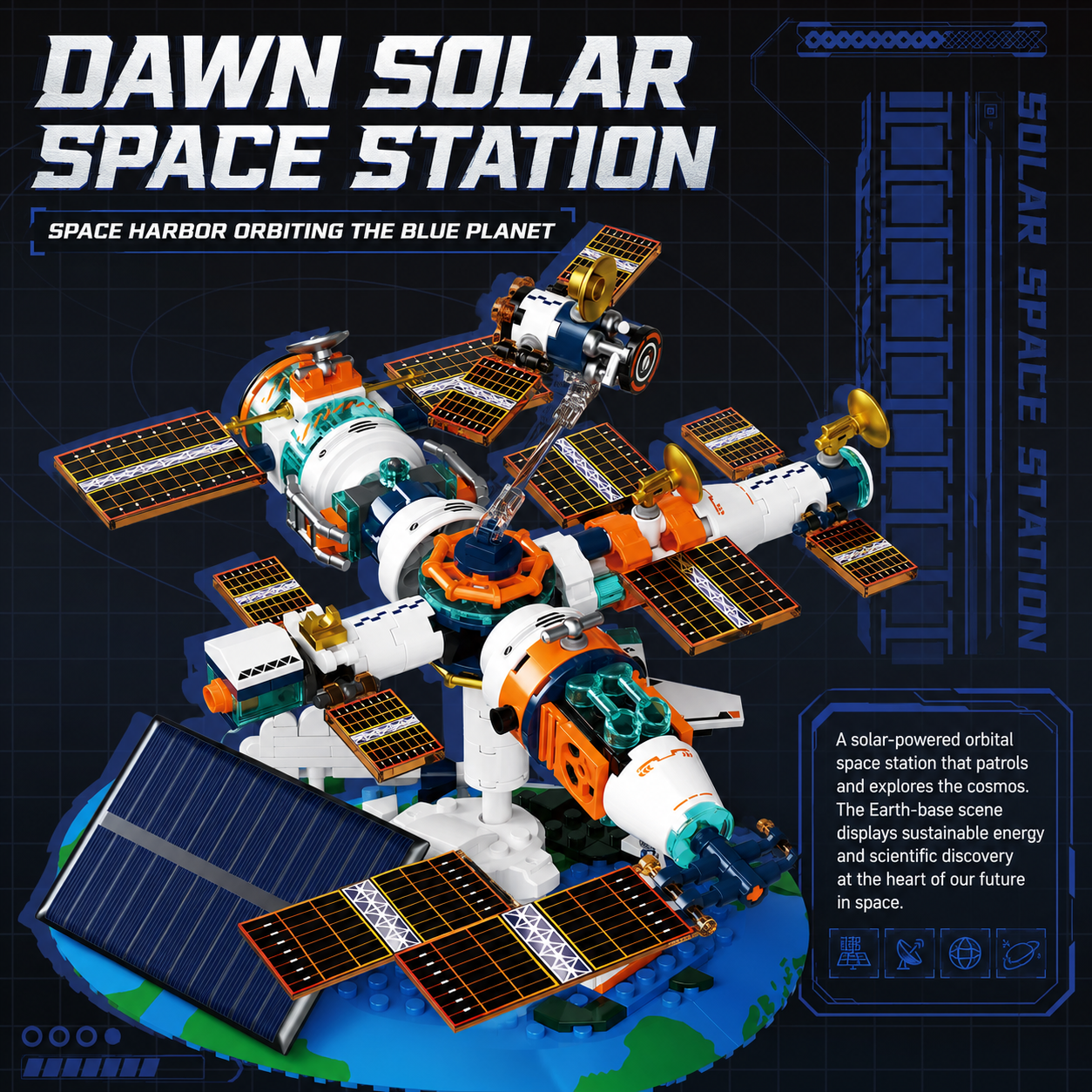 Dawn Solar Space Station Building Set – 782-Piece Orbital Exploration Model