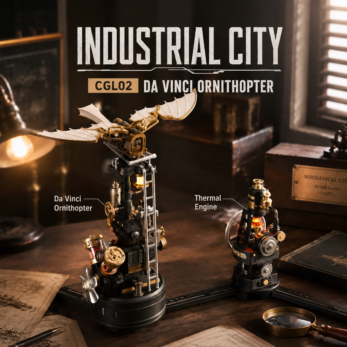 Industrial City Da Vinci Ornithopter DIY Mechanical Model