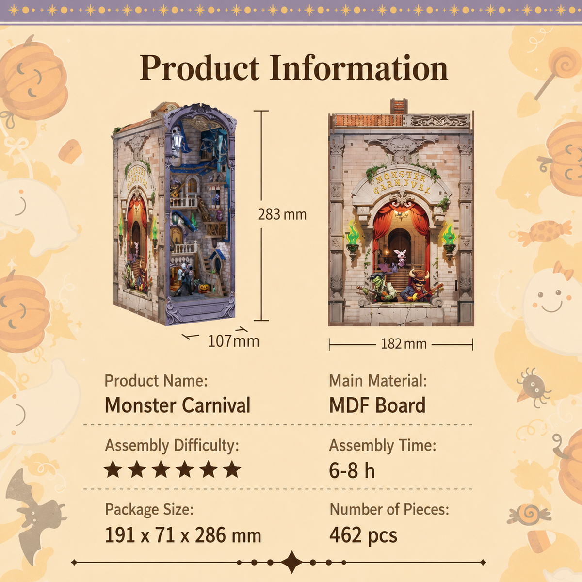 Kit de serre-livres lumineux DIY Le Carnaval des Monstres