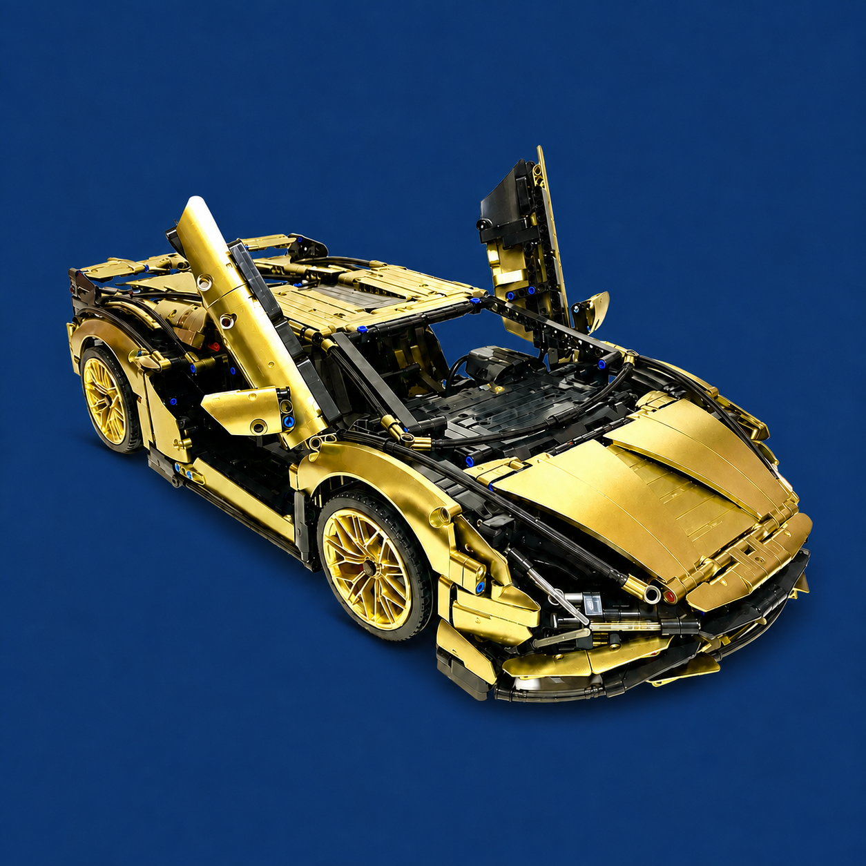 Golden Lamborghini-Inspired Big Bull Supercar Building Blocks Toy Model