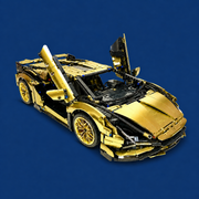 Golden Lamborghini-Inspired Big Bull Supercar Building Blocks Toy Model