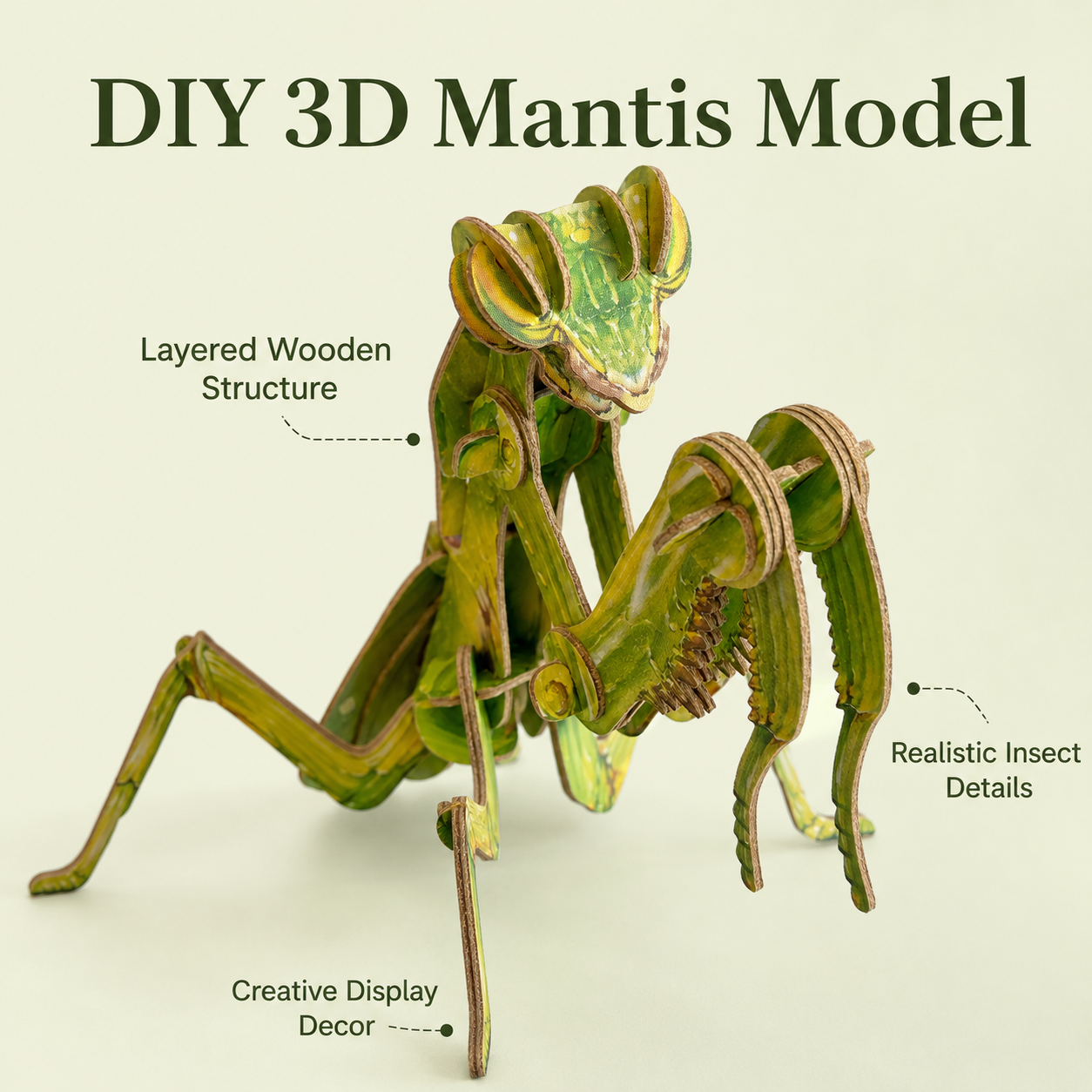 DIY 3D Praying Mantis Wooden Model Kit