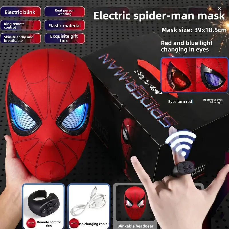 Animated Light-Up Superhero Mask with Ring Remote-Controlled Moving Eyes