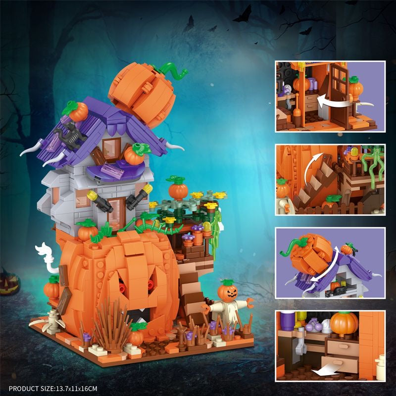 Ensemble de Blocs de Construction Maison Citrouille d'Halloween