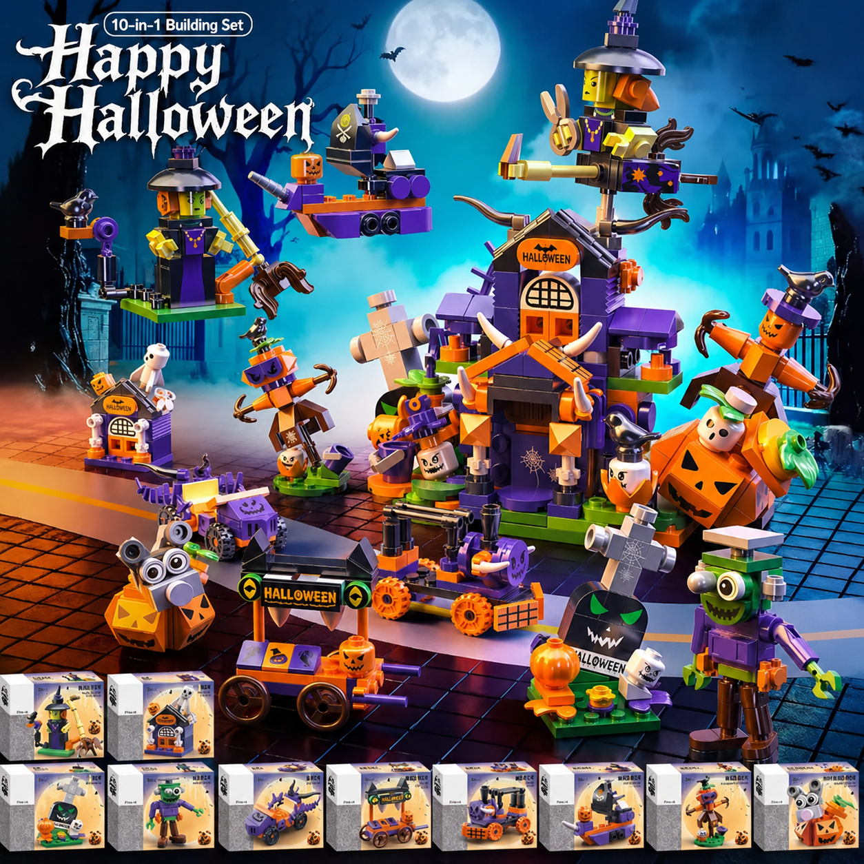 Halloween 10-in-1 Building Block Set