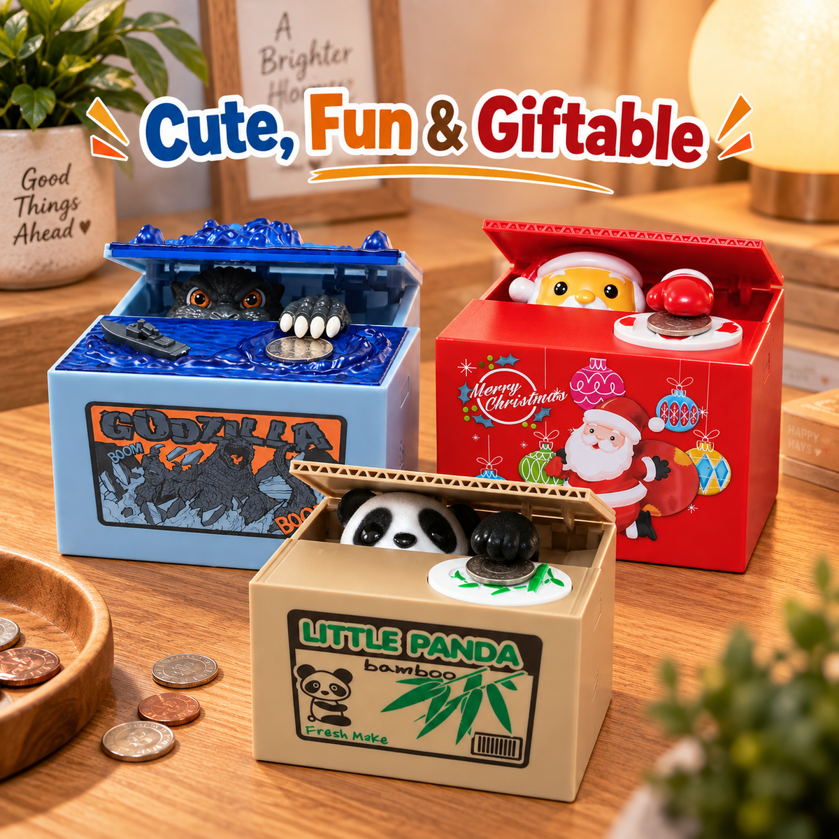 Mischief Coin Bank – Interactive Coin-Stealing Piggy Bank, Fun Gift for Kids & Families