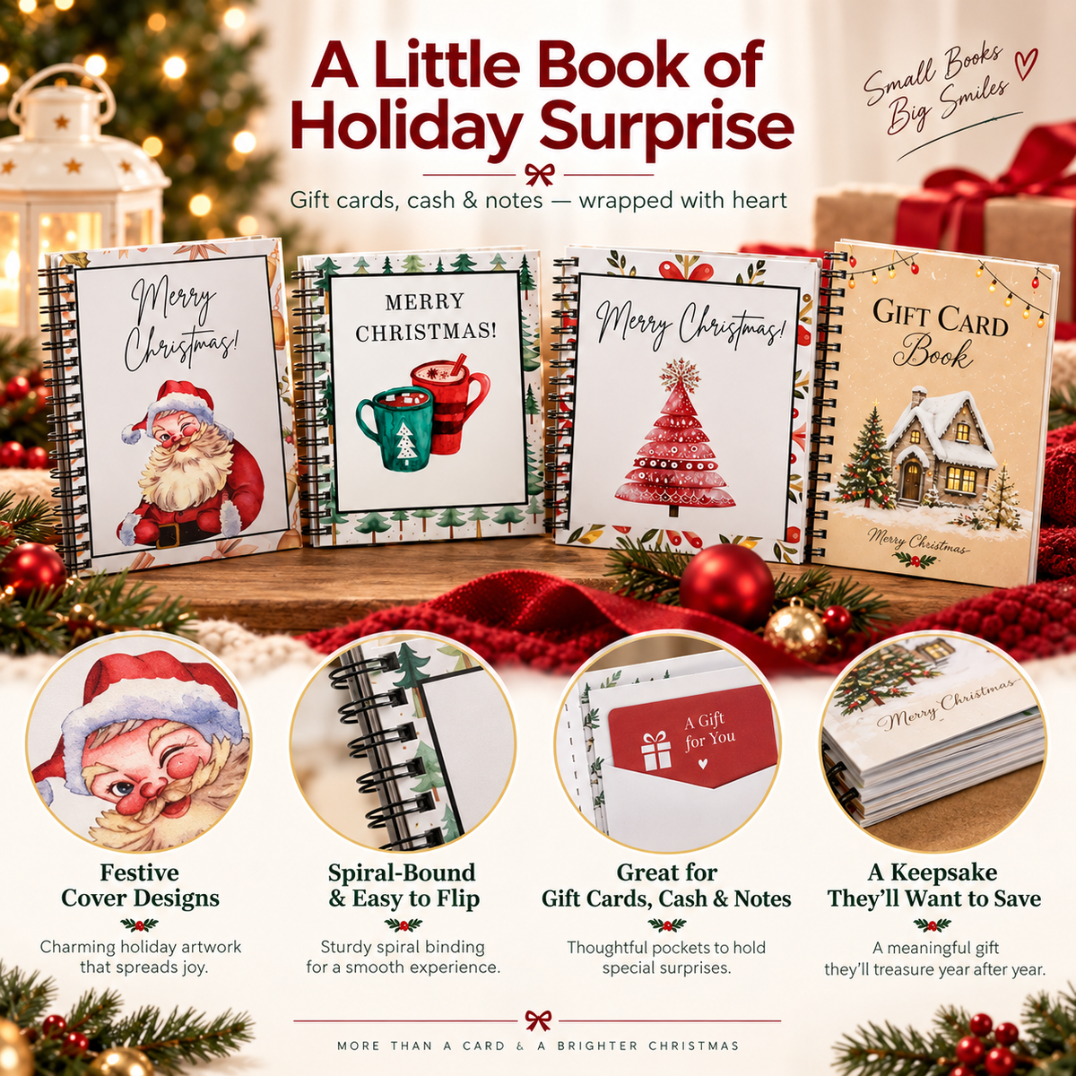 A Little Book of Christmas Surprises – Gift Card, Cash & Note Keepsake Book