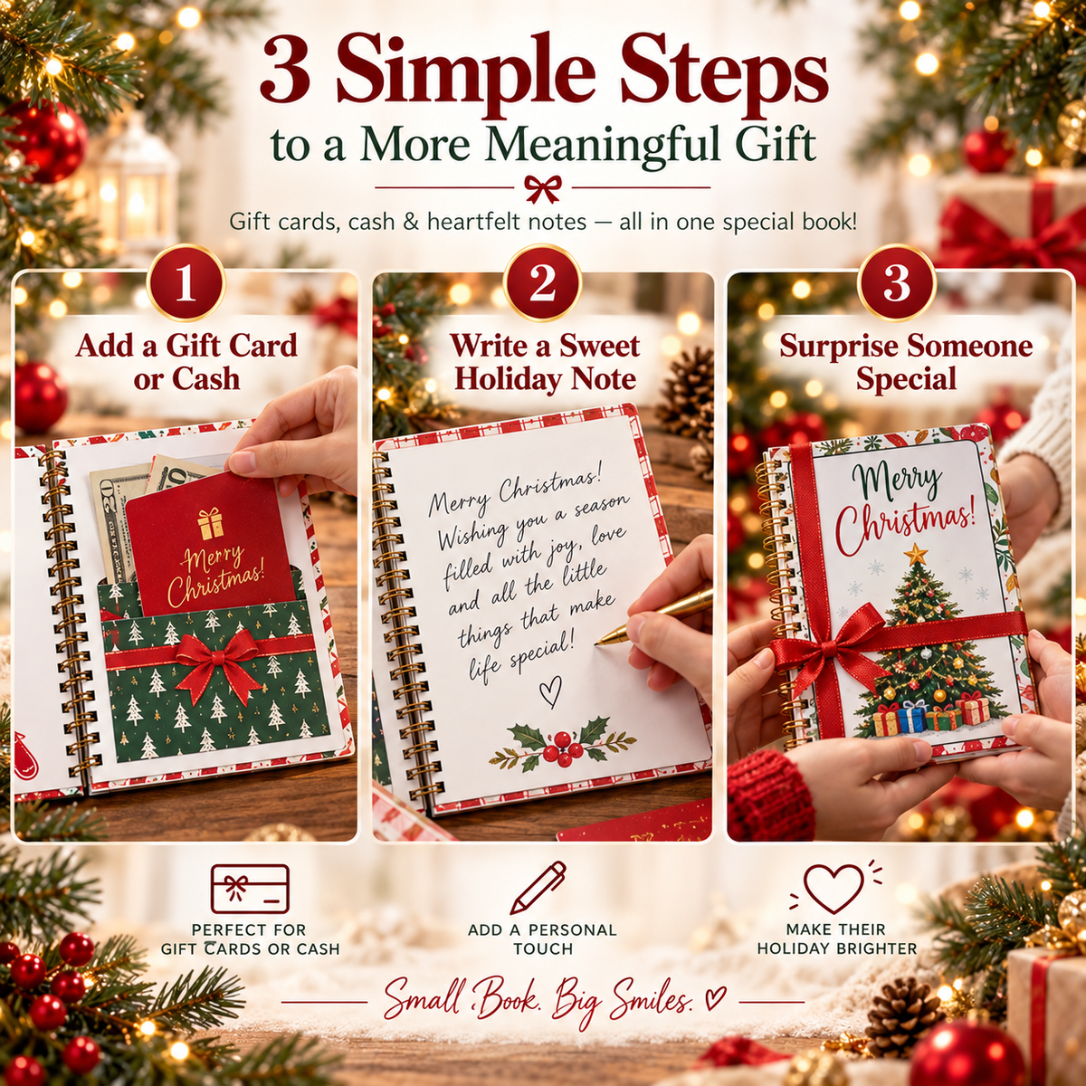 A Little Book of Christmas Surprises – Gift Card, Cash & Note Keepsake Book