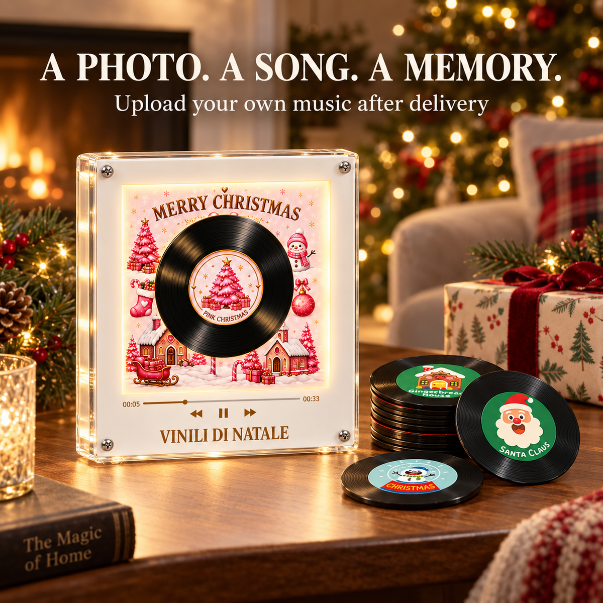Personalized NFC Rotating Vinyl Music Frame – Turn Your Favorite Moments Into Music