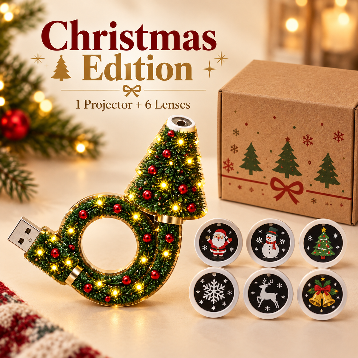 Holiday Magic USB Projection Light – Christmas & Halloween LED Décor