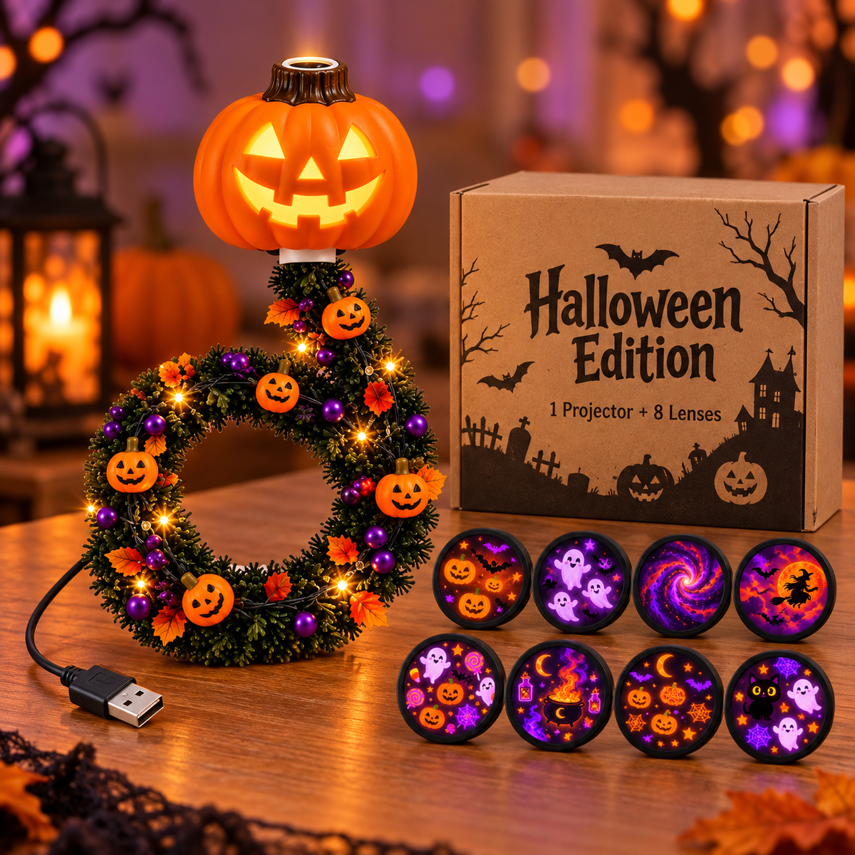 Holiday Magic USB Projection Light – Christmas & Halloween LED Décor