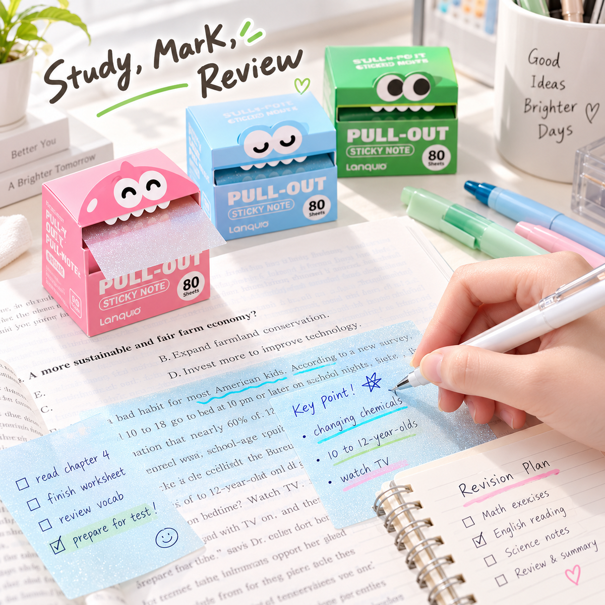 Pull-Out Transparent Sticky Notes – Cute Repositionable Study & Note Tabs