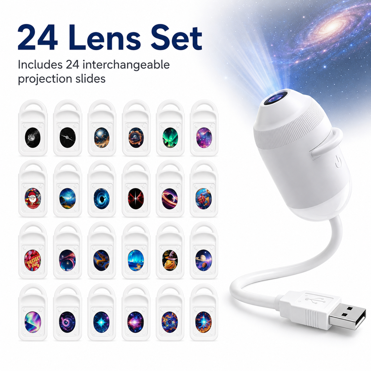 Veilleuse projecteur d'étoiles USB – Lampe de plafond galaxie flexible