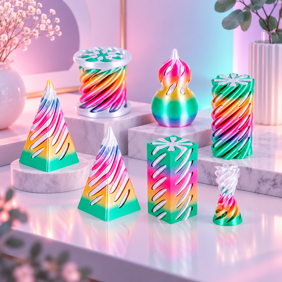 Geometric Spiral Fidget Decor – 6 Unique Shapes