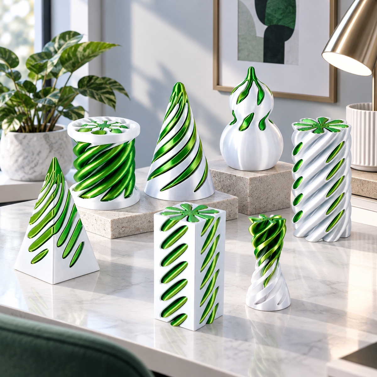 Geometric Spiral Fidget Decor – 6 Unique Shapes