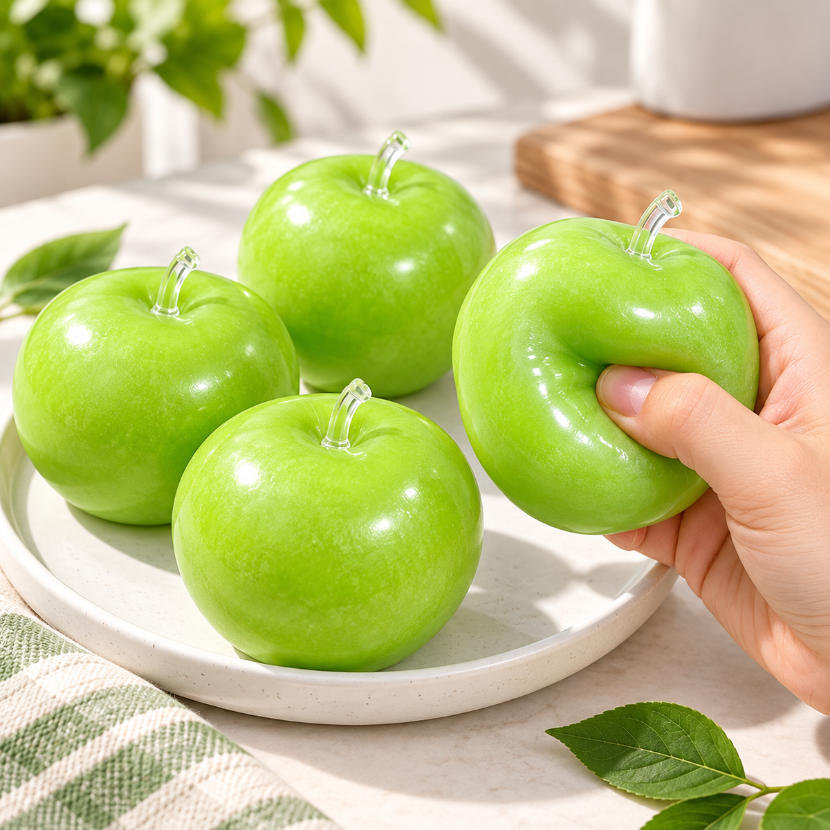 Realistic Green Apple Squishy Stress Toy – Soft Squeeze Sensory Fidget