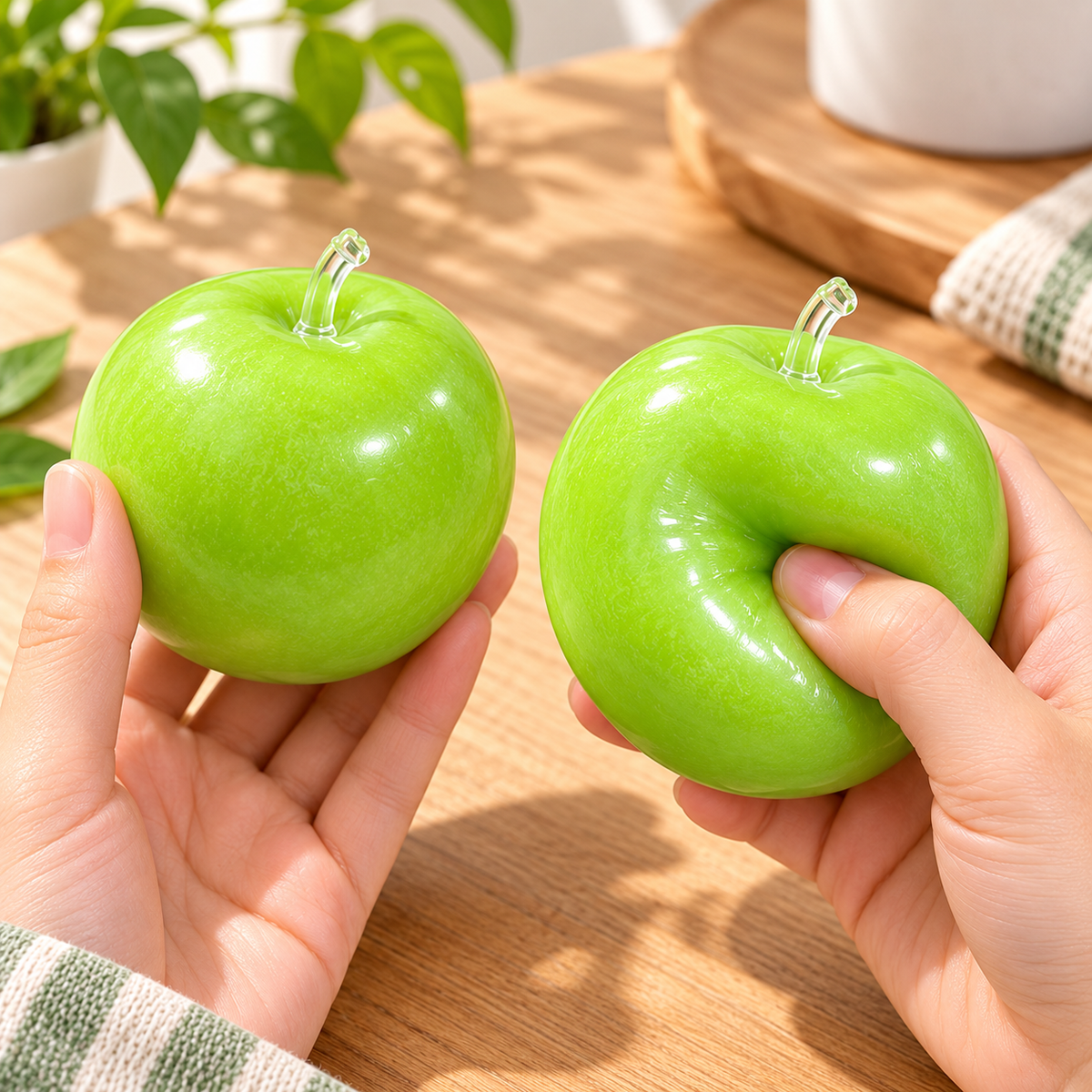 Realistic Green Apple Squishy Stress Toy – Soft Squeeze Sensory Fidget