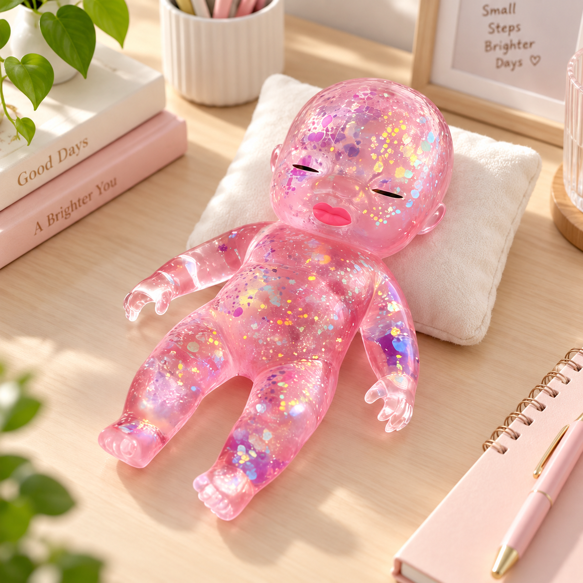 Glitter Baby Squishy Stress Toy – Soft Squeeze Sensory Fidget Doll