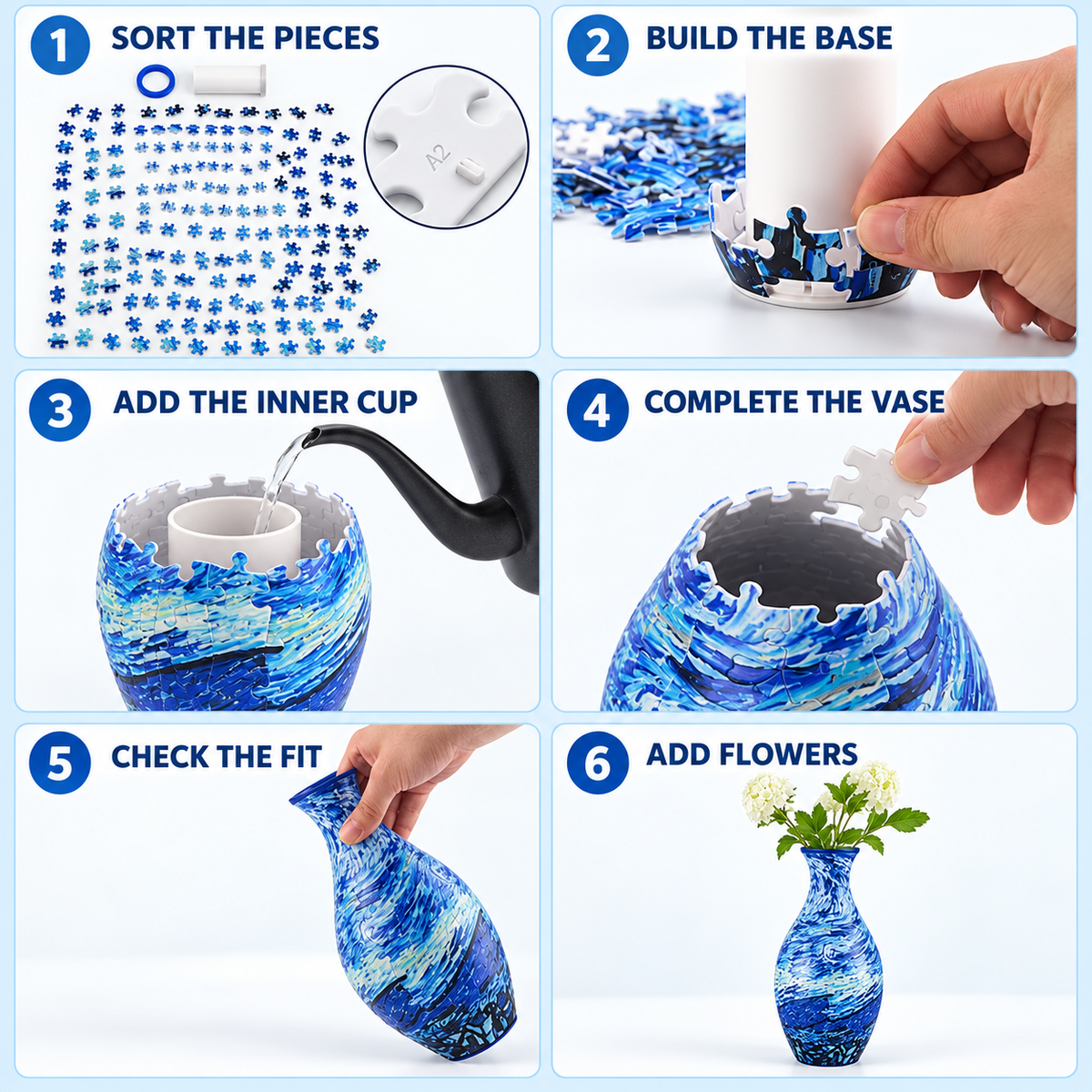 Vase Puzzle 3D DIY – Vase à Fleurs à Construire, Décoration Créative & Cadeau Original